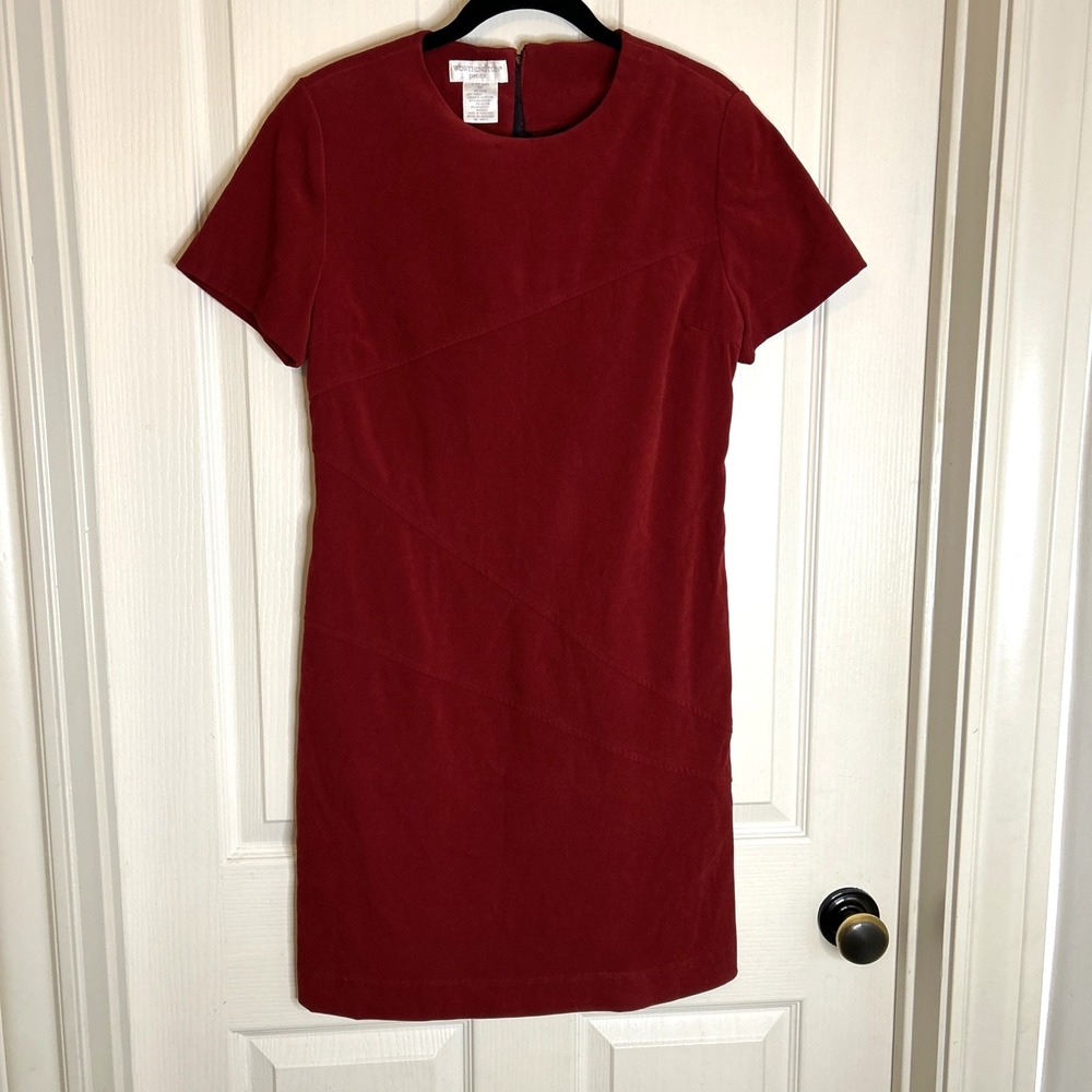 Vintage Worthington Maroon Mini Dress women's 8 petite velvet type fabric